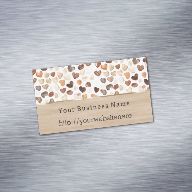Coffee Beans Hearts Business name website Magnetische Visitenkarte (Beispiel)