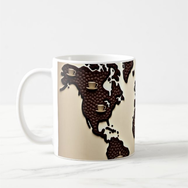 Coffee beans map design kaffeetasse (Links)