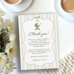 Coffee Bebe Brewing Stripes Brunch Baby Shower Dankeskarte