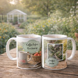 Coffee before gardening morning garden photo kaffeetasse<br><div class="desc">Coffee before gardening,  personal morning garden photo mug.
Slow garden moment,  start the day in the garden.
Add your own photo,  name and text to personalize.</div>