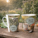 Coffee before gardening morning garden photo milchtasse<br><div class="desc">Coffee before gardening,  personal morning garden photo latte mug.
Slow garden moment,  start the day in the garden.
Add your own photo,  name and text to personalize.</div>