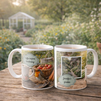 Coffee before gardening robin morning garden photo kaffeetasse