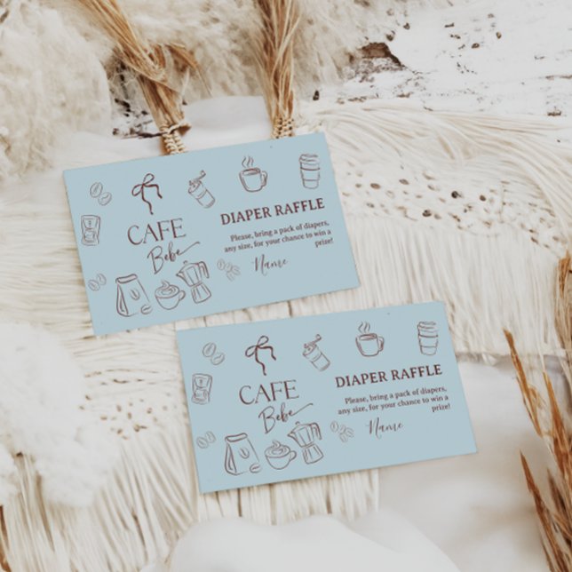 Coffee Blue Bow Cafe Bebe Boy Baby Shower Diaper Begleitkarte (Von Creator hochgeladen)