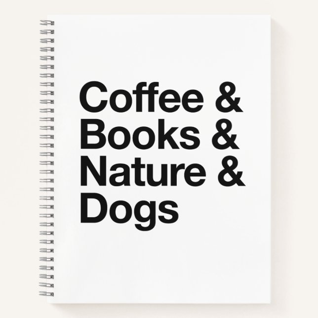Coffee & Books & Nature & Dogs Notebook (Black) Notizbuch (Vorderseite)