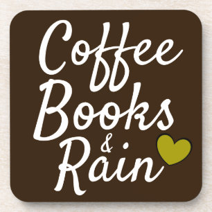 Coffee Books & Rain Cooles Quotendesign Getränkeuntersetzer