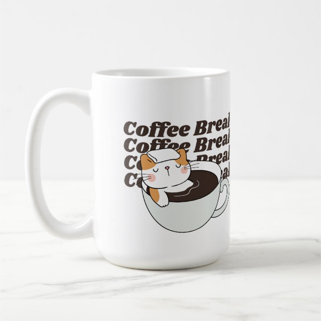 Coffee Break Funny Cat Kaffeetasse (Links)