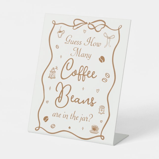Coffee Bridal Shower Guess How Many Coffee Beans Sockelschild (Vorderseite)