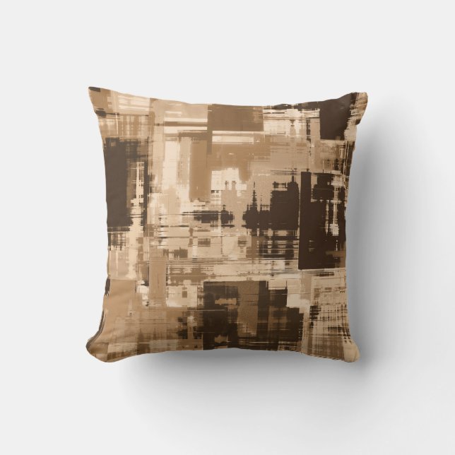 Coffee Brown Abstrakt Trendy Kissen (Vorderseite)