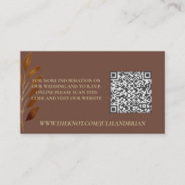 Coffee Brown Gold Leaf Foto Hochzeit RSVP QR Code Begleitkarte