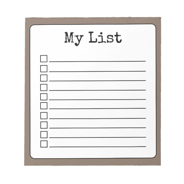 Coffee Brown Retro Custom Checklist Linke Notizblock (Vorderseite)