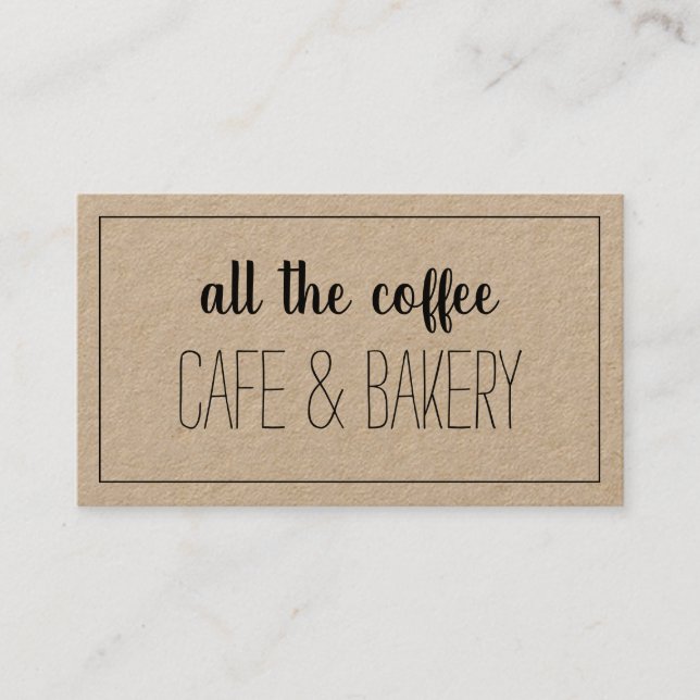 Coffee Cafe Bakery Kraft Typography Business Card Visitenkarte (Vorderseite)