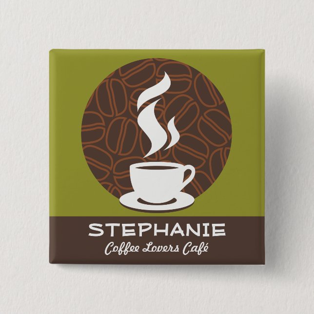 Coffee Café Shop Custom Employee Name Abzeichen Button (Vorderseite)