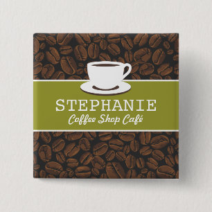 Coffee Café Shop Custom Employee Name Abzeichen Button