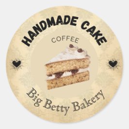 Coffee Cake Labels | Personalisierte Bäckerei Pa Runder Aufkleber