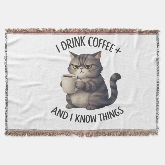 Coffee Cat Wisdom Decke (Vorderseite)