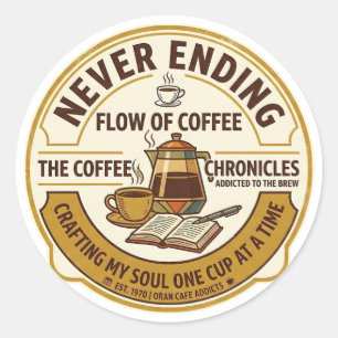 Coffee Chronicles - Retro-Soul-Crafting-Brew-Desig Runder Aufkleber