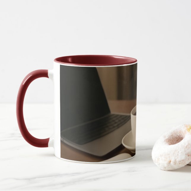 "Coffee & Clicks Tasse – Dampf, Einkaufen und Lapt (Mit Donut)