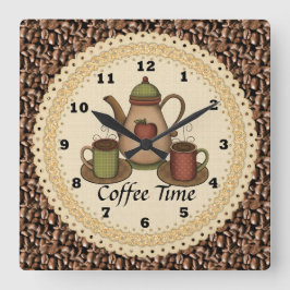 Coffee-Clock Quadratische Wanduhr