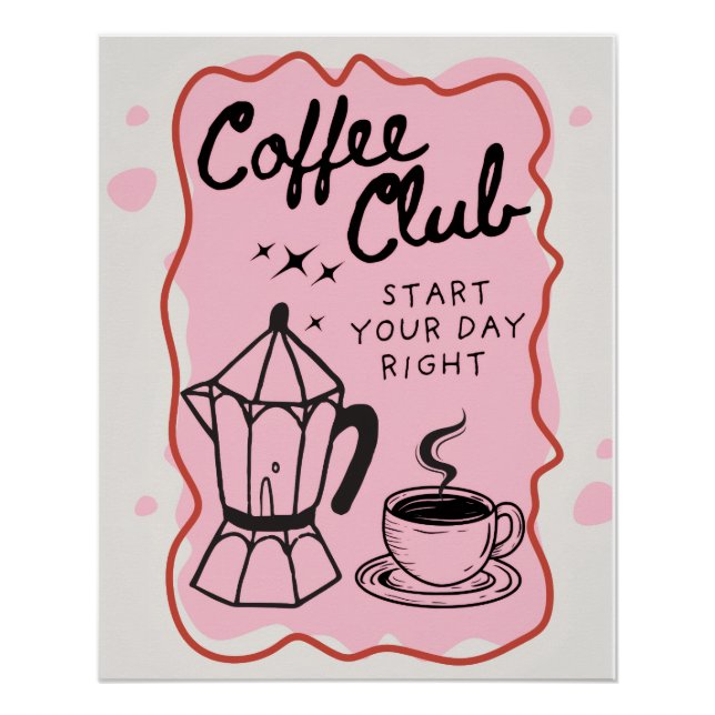 Coffee Club – Poster Ilustrado com Café | Decoraçã (Vorderseite)