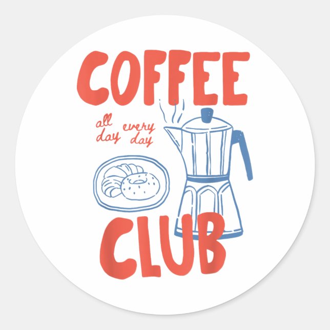 Coffee Club Retro Coffee Grafik für Kaffee Lover Runder Aufkleber (Vorderseite)