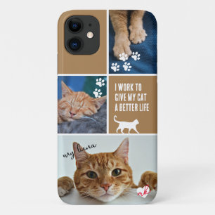 Coffee Colorblock Cat Foto Collage Monogram Pet Case-Mate iPhone Hülle