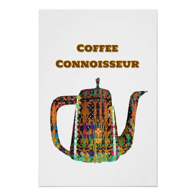 Coffee Connoisseur Floral Coffee Pot Poster (Vorderseite)