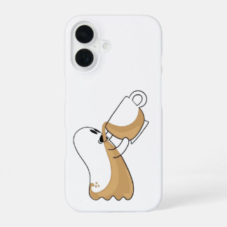 Coffee-Covered Ghost – Caffeine Chaos iPhone Case 16 Hülle