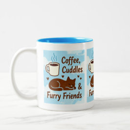 Coffee, Cuddles & Furry Friends Cute Cat Lover Cof Zweifarbige Tasse