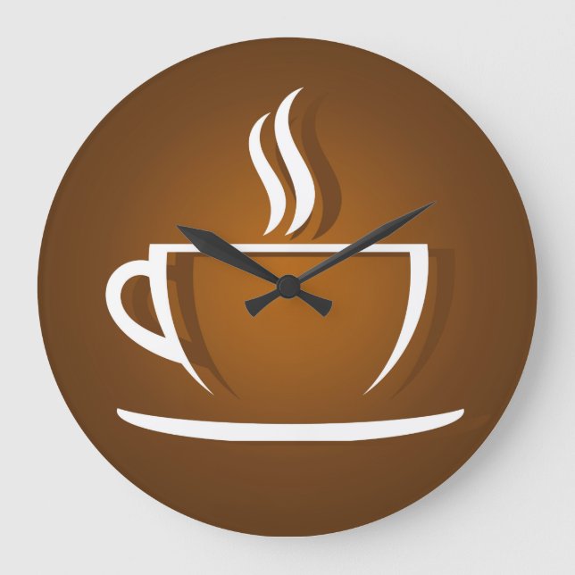 Coffee Cup Brown Große Wanduhr (Vorderseite)