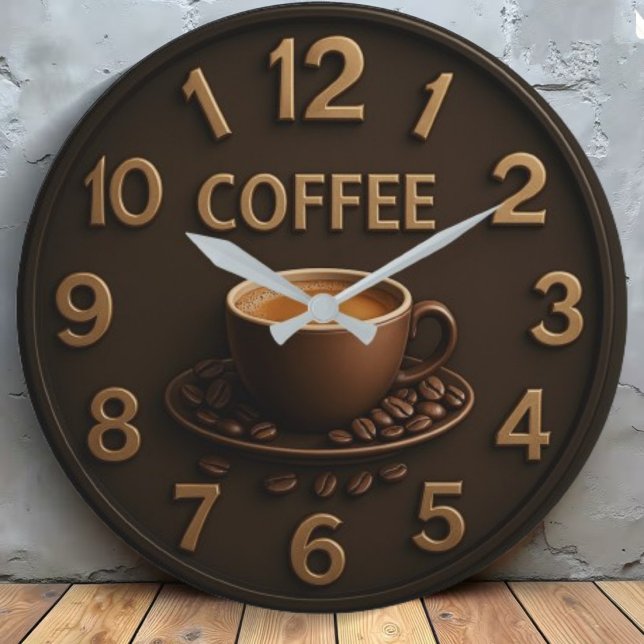 Coffee decor cup bean lover gift kitchen große wanduhr (Von Creator hochgeladen)