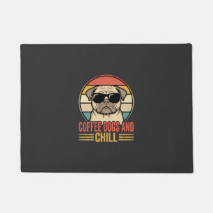 Coffee Dogs und Chill Retro Pug Fußmatte