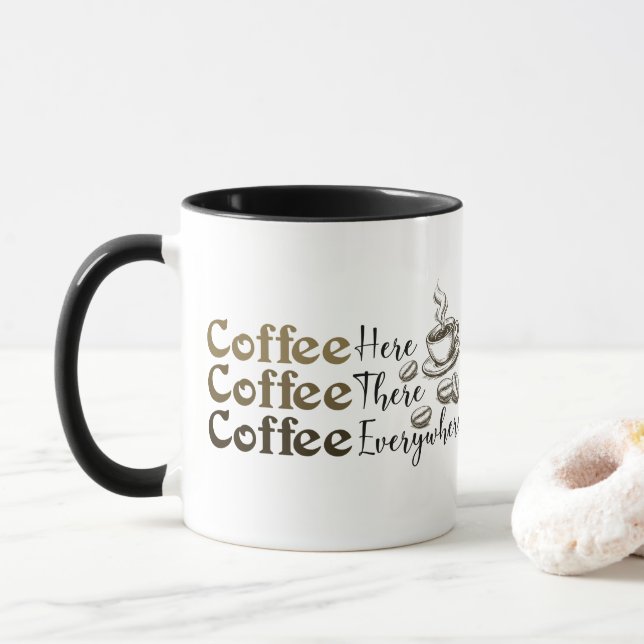 Coffee Everywhere Ceramic Mug for Coffee Lovers Tasse (Mit Donut)