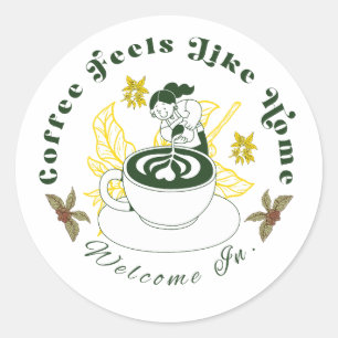 Coffee Feels Like Home Latte Art Aufkleber