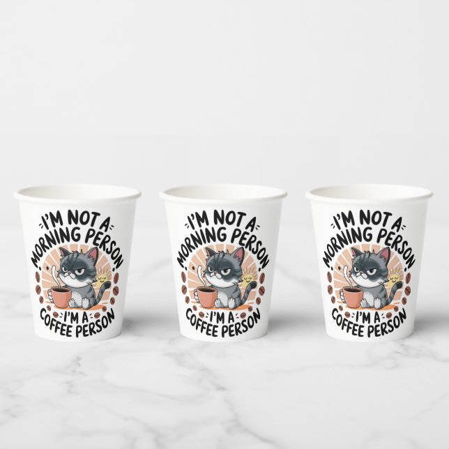 Coffee-First Attitude Fun Cat Design Pappbecher (Multi)
