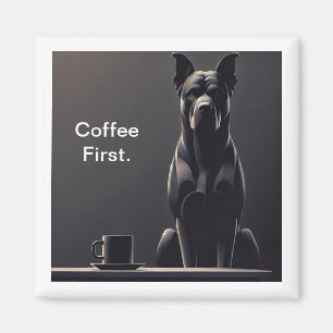 Coffee First Schwarzer Hund Magnet