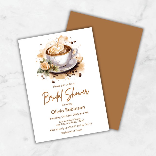 Coffee Floral Love is Brewing Bridal Shower Einladung (Coffee Floral Love is Brewing Bridal Shower Invitation )