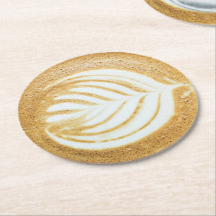 Coffee Froth Leaf Art Runder Pappuntersetzer