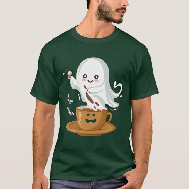 Coffee Ghost T-Shirt – Cute Kawaii Café Spirit (Vorderseite)