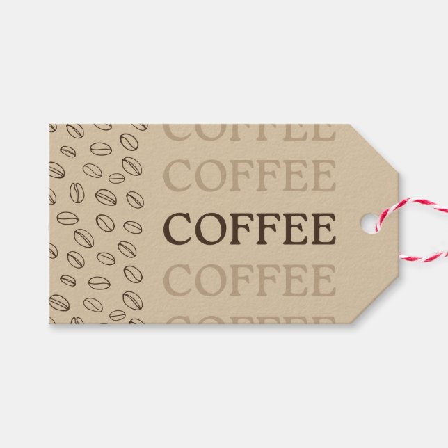 Coffee Gift Tag – Retro Coffee Beans Geschenkanhänger (Vorderseite (Horizontal))