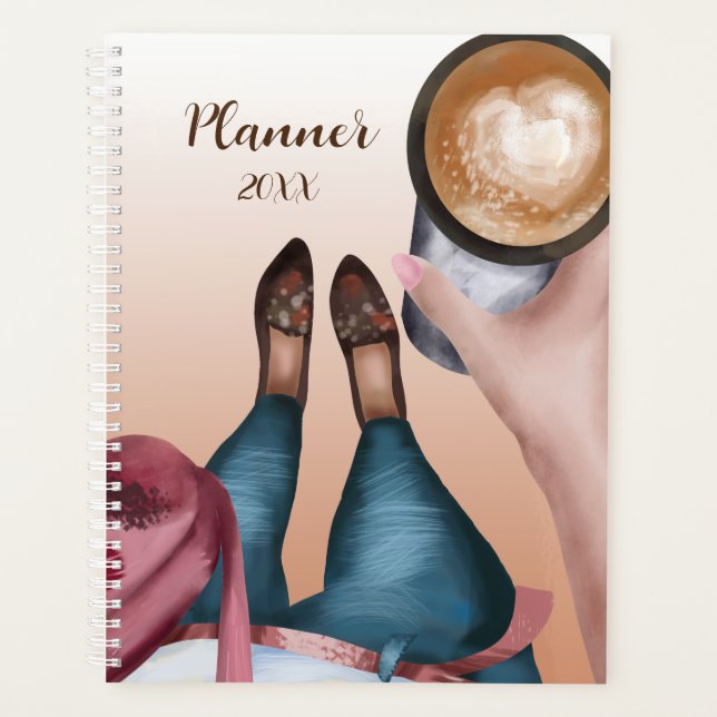 Coffee Girl Watercolor Planner Planer (Vorderseite)