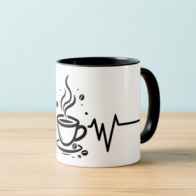 Coffee Heartbeat One-Line Art Mug Tasse (Von Creator hochgeladen)