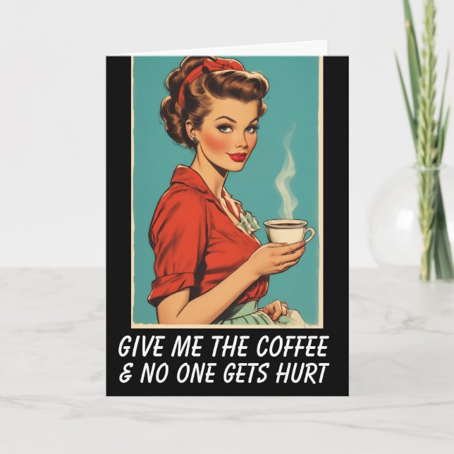 COFFEE HELLO RETRO HOUSEWIFE Greeting Card Karte (Vorderseite)
