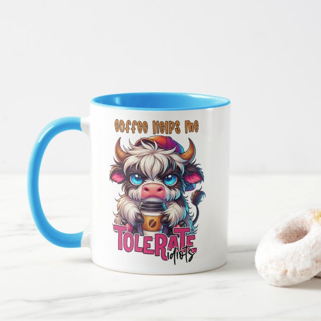 Coffee Helps Me Tolerate Idiots  Tasse (Mit Donut)