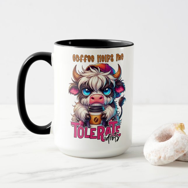 Coffee Helps Me Tolerate Idiots  Tasse (Mit Donut)