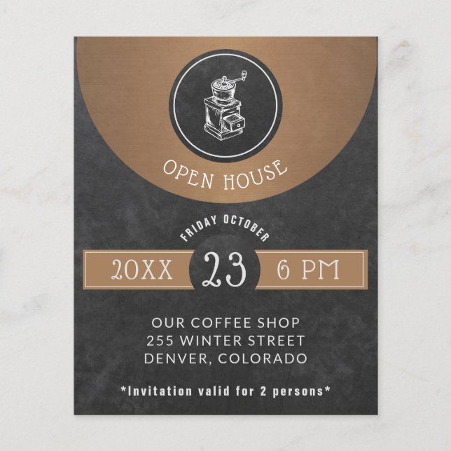 Coffee House Logo Open House Kupfer und Black Flyer (Vorne)