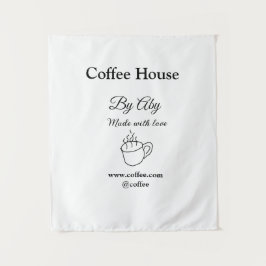 Coffee house made with love add text website socia wandteppich