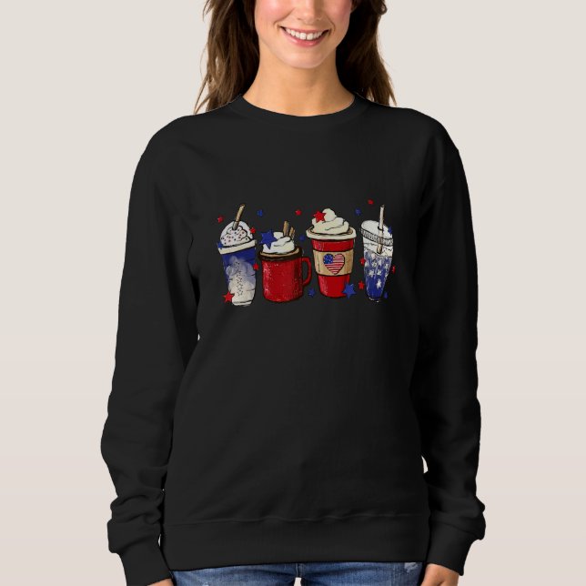 Coffee Ice Cream Red And Blue  4th of July Sweatshirt (Vorderseite)