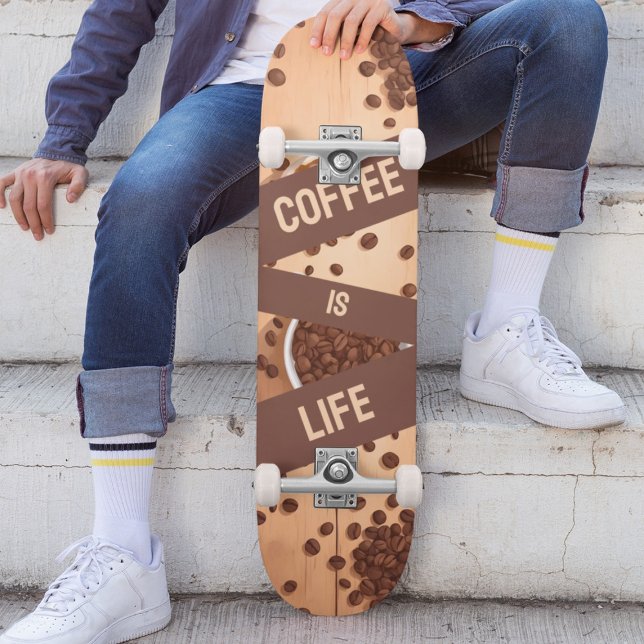Coffee is Life - Beans on a Table Skateboard (Von Creator hochgeladen)
