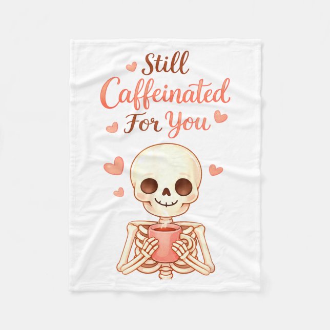 Coffee Is My Valentine Skeleton Valentines Day Cof Fleecedecke (Vorderseite)
