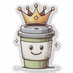 Coffee King Kawaii Aufkleber